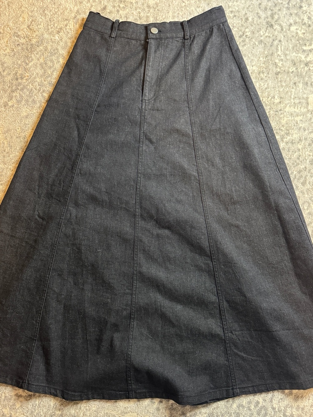 Faux Denim Midi A-line Skirt